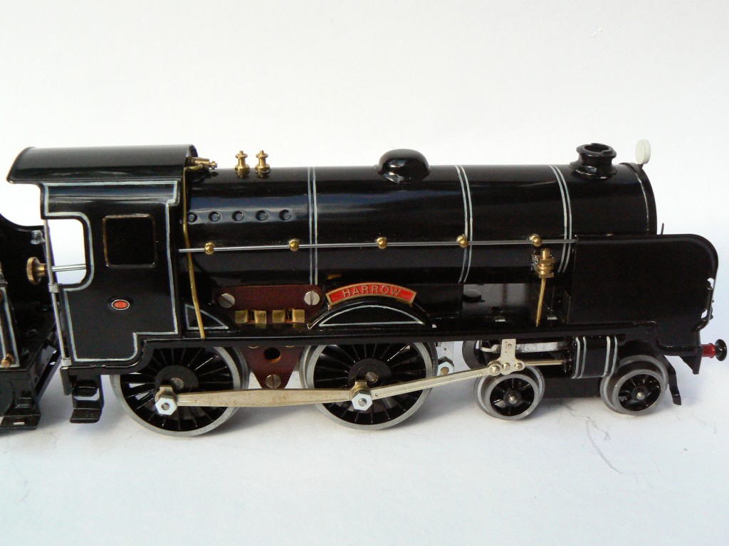 Fitzroy Loco Works O gauge reproduction of Hornby Schools class Eton "Harrow" tinplate train in black livery